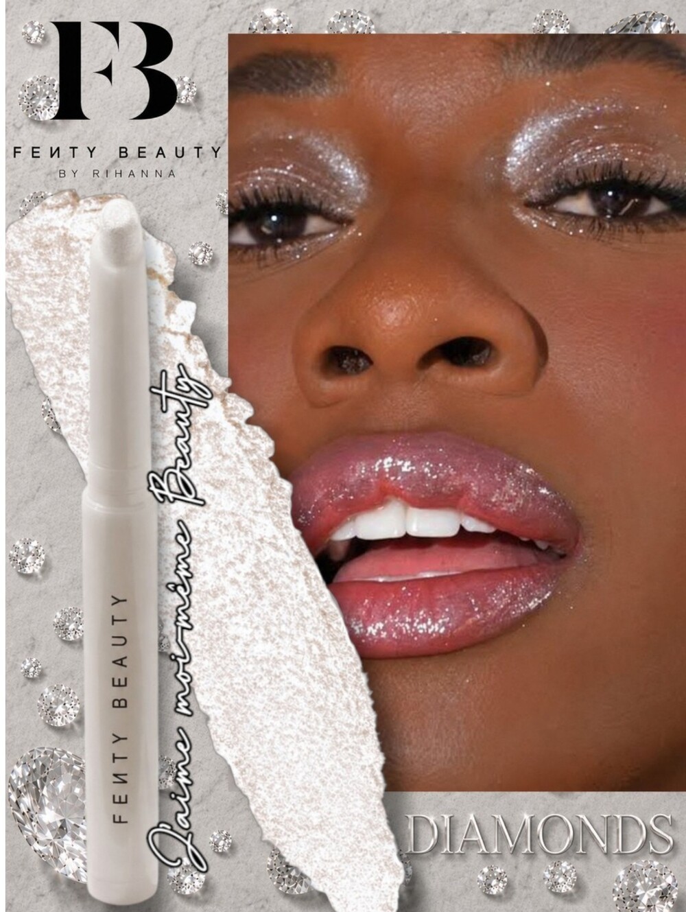 Fenty Beauty Diamonds White Holographic Sparkle Cream Eyeshadow Stick